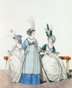 Aftonklänningar för opera och konserter, fig. 96, fig. 97 7 fig. 98 från "The Gallery of Fashion", 1797