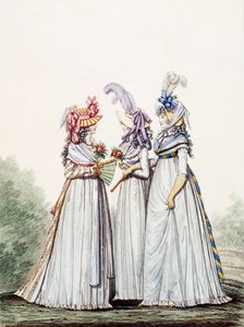 Morgonklänningar, fig. 16, fig. 17 och fig. 18 från "The Gallery of Fashion", 1797