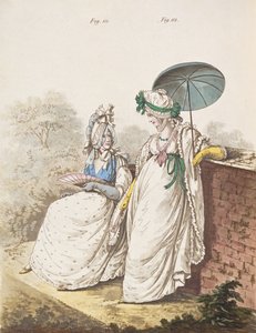 Morgonklänningar, fikon. 111 och 112 från Nikolaus Heideloffs "Gallery of Fashion" Vol II, september 1796 (tryck) av Nicolaus von Heideloff