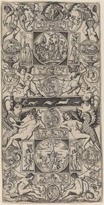 Prydnadspanel med Orpheus och Parisdomen av Nicoletto da Modena