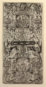 Prydnadspanel med Orpheus och Parisdomen