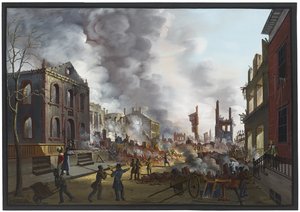 Utsikt över ruinerna efter den stora branden i New York, 1835, 1837