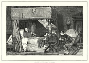 Italienske astronomen Galileo Galilei i Arcetri, Italien, där han dog 1642 (litho) av Nicolo (after) Barabino