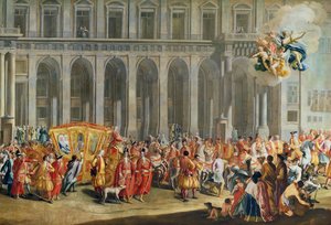 Avgången av Alois Thomas von Harrach, vicekung av Neapel (1669-1742) från Palazzo Reale di Capodimonte (för detaljer se 68613) av Nicolo Maria Russo or Rossi