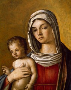 Madonna och barn, Central Panel of Triptych med Madonna and Child, St. Albert och St. Sebastian