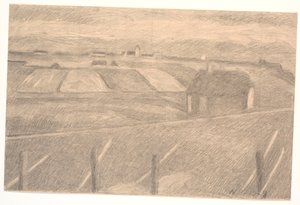 Landskap vid Ferring, fyr tänd