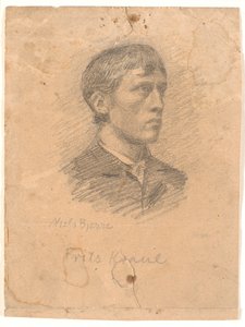 Porträtt av målaren Frits Kraul (1862-1935) i 3/4 profil