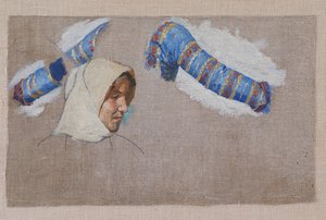 Kostymstudier och studie av ett kvinnligt huvud. Megara av Niels Skovgaard