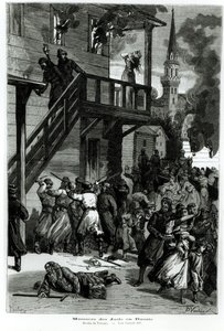 Slakt av judarna i Ryssland, graverad av Gustave Voulquin (fl.1880-90) från Le Journal Illustre, juni 1881 (bw foto) av Nielsen