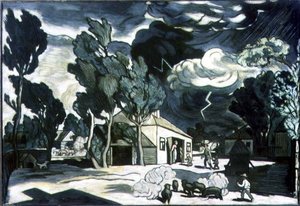 Landskap med storm (olja på duk)