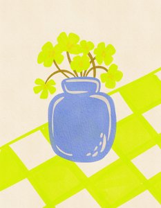 Blå vas med färska blommor av Nikita Jariwala