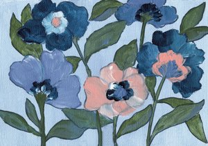 Blå och persikafärgade blommor av Nikita Jariwala