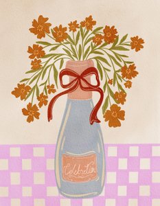 Festlig champagneflaska med blommor av Nikita Jariwala