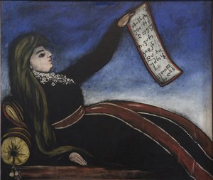 Georgisk kvinna på en soffa - Georgisk kvinna på en soffa av Pirosmani (Pirosmanashvili), Niko (1862-1918). Olja på oljeduk, storlek: 99x106