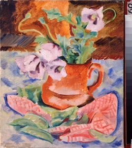 Nature morte, vallmo (Still Life, Poppyes) - Verk av Nikolai Andreyevich Tyrsa (Tirsa) (1887-1942), gouache och tempera på kartong av Nikolai Adrianovich Tyrsa