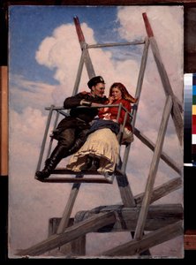 On the Swing - Målning av Nikolai Alexandrovich Yaroshenko (Yaroshenko) (1846-1898), olja på duk