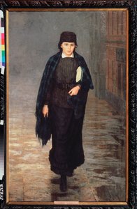 A Girl Student - Målning av Nikolai Alexandrovich Yaroshenko (Yaroshenko) (1846-1898), olja på duk