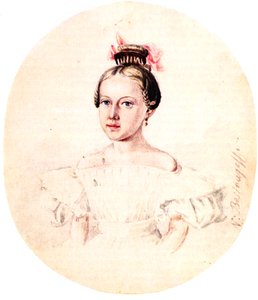 Porträtt av Olga Annenkova, dotter till Decembrist Iwan Annenkow, 1836