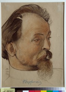 Porträtt av Felix Dzerzhinsky (1877-1926), bolsjevikisk revolutionär, grundare och ledare för Chekan (Feliks E. Dzerzhinsky) - Teckning av Nikolai Andreevich (1873-1932), blod och krita på papper (32,3x24,3 cm)
