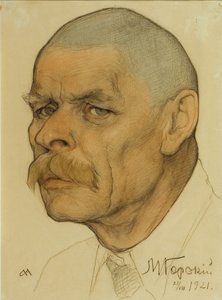 Porträtt av författaren Maxim Gorkij 1868-1939, 1921