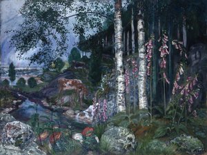 Foxgloves av Nikolai Astrup