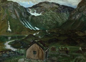 Betesmark i månsken av Nikolai Astrup