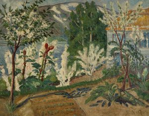 Vita blommor av Jølstervannet (olja på duk) av Nikolai Astrup