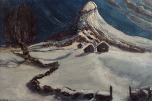 Vinternatt på fjellstølen av Nikolai Astrup