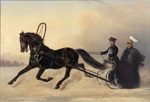 Kejsar Nicholas I på en vinterutflykt, 1853