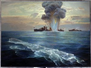Ryska inbördeskriget: Brittisk jagare Victoria torpederad av den bolsjevikiska ubåten Pantera utanför ön Seskar (Finska viken), 1 september 1919 (den brittiska jagaren Vittoria torpederad av den bolsjevikiska ubåten Pantera utanför I av Nikolai Evlampievich Bublikov