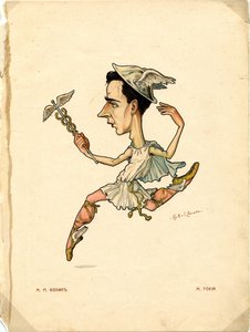 Balettdansös och koreograf Michel Fokine Från: Rysk balett i karikatyrer, 1902-1905 av Nikolai Gustavovich Legat