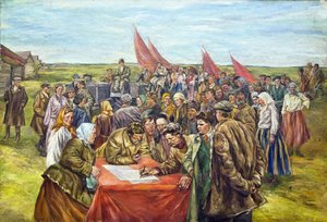Undertecknandet av statsobligationerna, mitten av 1930-talet. av Nikolai Ivanovich Shestakov