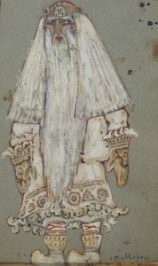 Ded Moroz. Kostymdesign för teaterpjäsen Snow Maiden av A. Ostrovsky, 1912 av Nikolai Konstantinowitsch Roerich
