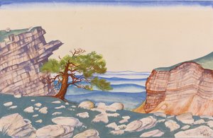 Scenografi för baletten The Rite of Spring Le Sacre du Printemps av I. Stravinsky av Nikolai Konstantinowitsch Roerich
