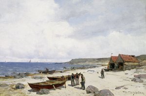 Fishermen on the Beach (olja på duk)