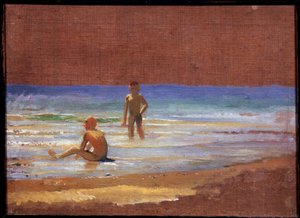 Pojkar på stranden. Målning av Nikolai Nikolayevich Ge (Gay) (1831-1894), olja på duk, rysk konst från 1800-talet. Statens Tretjakovgalleri, Moskva.