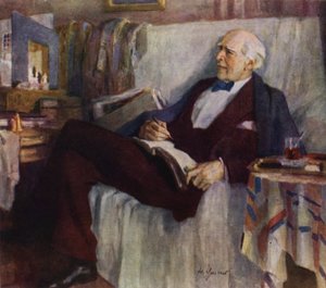 Porträtt av den ryske skådespelaren och teaterregissören Konstantin Stanislavski på jobbet