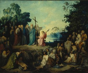 Aposteln Andreas reser ett kors på Kievs höjder, 1848 av Nikolai Petrovich Lomtev
