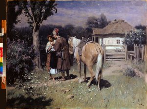 Ukrainian Night, Rendezvous - Ukrainian Night, Rendezvous - Målning av Nikolai Kornilovich Pimonenko (1862-1912), olja på duk