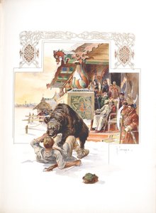 Björnbete. Illustration för storhertigen, tsaren och den kejserliga jakten i Ryssland av N. Kutepov