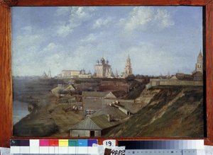 Utsikt över citadellet i Ryazan (Ryssland). (Utsikt över citadellet i Ryazan). Målning av Nikolai Stepanovich Ivanov (1816-1891), olja på duk, cirka 1840, rysk landskapskonst från 1800-talet. State Regional I.Pozhalostin Art Museum, Ryazan (Ryssland). av Nikolai Stepanovich Ivanov