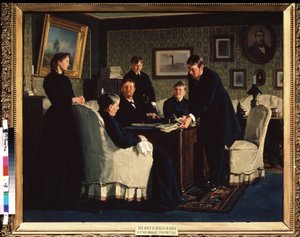 Familjens konton. Målning av Nikolai Vasilyevich Nevrev (1830-1904), olja på duk