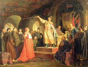 Prins Roman av Halych-Volhynia tar emot påven Innocentius III:s ambassadörer, 1875
