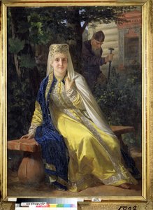 Vassilisa Melentieva (död 1579) och tsar Ivan IV den förskräcklige (1530-1584) (Vasilisa Melentyevna och tsaren Ivan den förskräcklige). Sjätte hustru till tsaren av Ryssland, innan hon dömdes inlåst på livstid i ett kloster av sin man när han