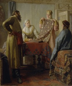Scen från vardagen på 1600-talet, mitten av 1800-talet. av Nikolai Vasilyevich Nevrev