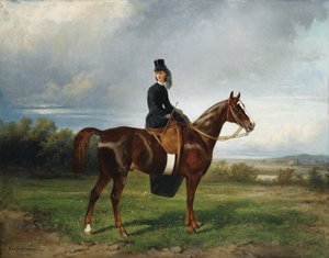 Ridsporträtt av Seymourina Poirson, född Cuthbertson, 1863