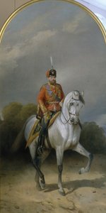 Porträtt av kejsar Alexander III 1845-1894 i uniformen av Leibgardets husarregemente, 1881