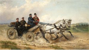 Tsar Alexander III och Kaiser Wilhelm II i en landau, 1888
