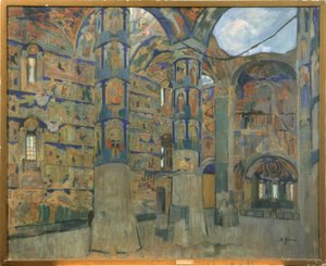 Interiör av kyrkan i Makarios Scheltowodski Trinity Monastery i Makarjewo