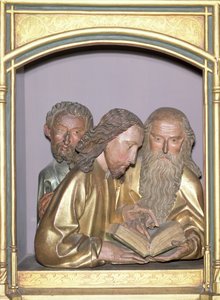 St. Jakob den mindre, St. Filip och St. Barnabas, från Isenheim-altartavlan, ca 1490 (målat trä)